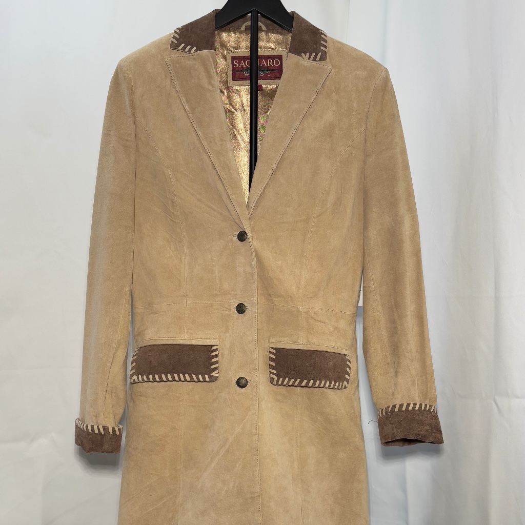 Saguaro West Fawn Suede Trench Coat Nwt Sz Small